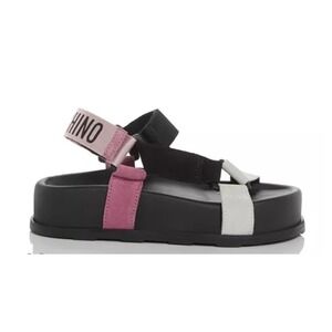 Moschino Couture Women Strappy Platform Sandals Colorblock Pink Black 38 NEW